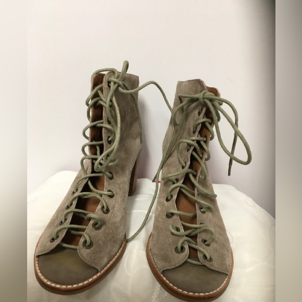 Jeffrey Campbell Lace-Up Suede Open-Toe Heeled Sandals